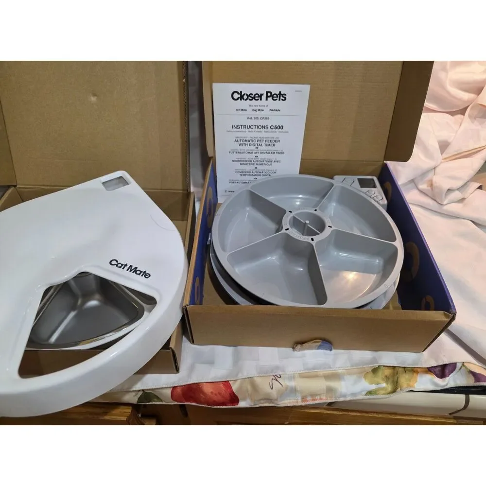 Cat Mate C500 Automatic Pet Feeder Stainless Bowls (Missing Ice Packs)